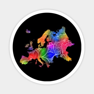 Colorful mandala art map of Europe with text in multicolor pattern Magnet